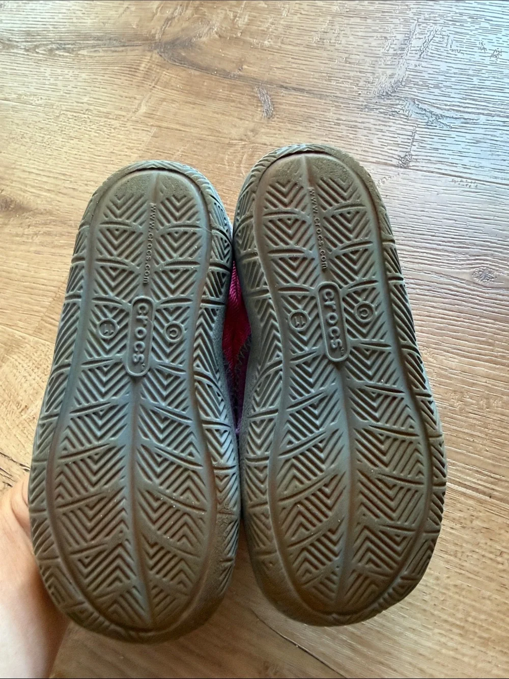 CROCS Pink & Gray Canvas Slip-On water shoes